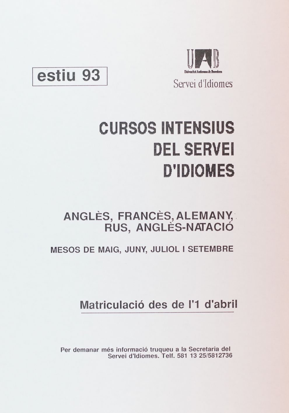Amplia la imatge Cursos intensius del servei d'idiomes