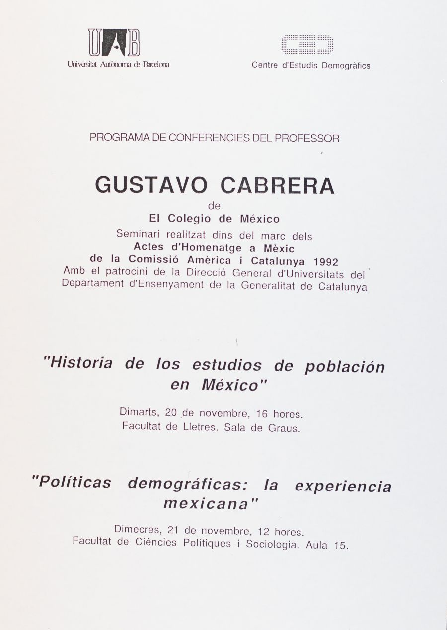 Amplia la imatge Programa de conferències del professor Gustavo Cabrera