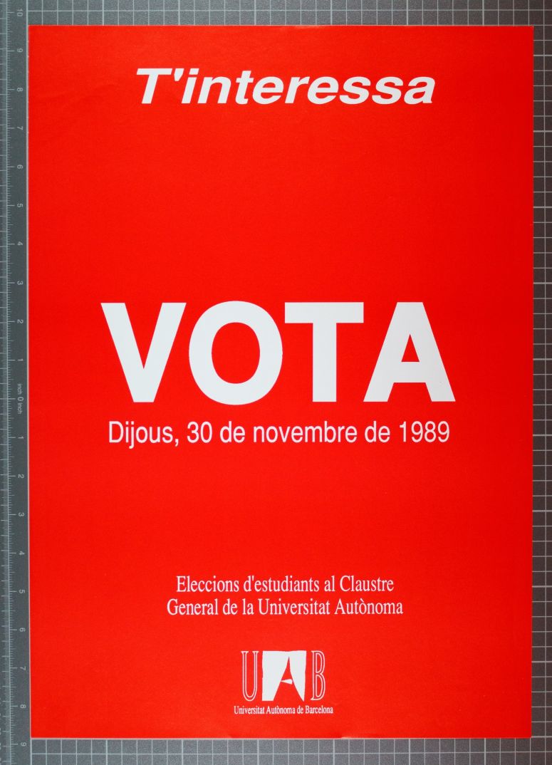 Amplia la imatge T'interessa. Vota. Eleccions d'estudiants al claustre
