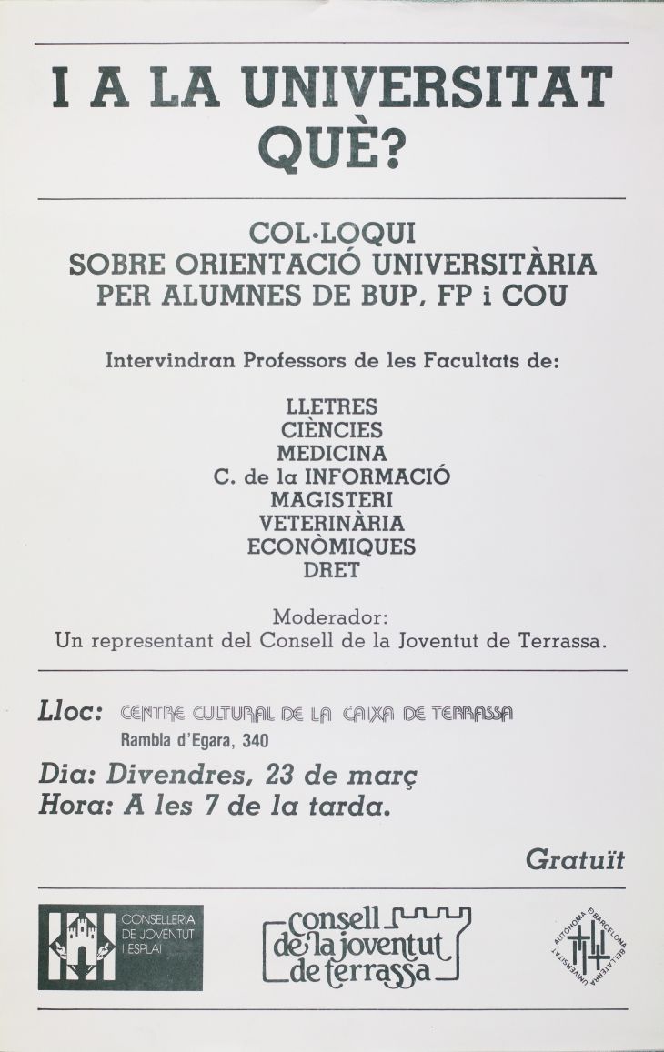 Amplia la imatge I a la Universitat què?