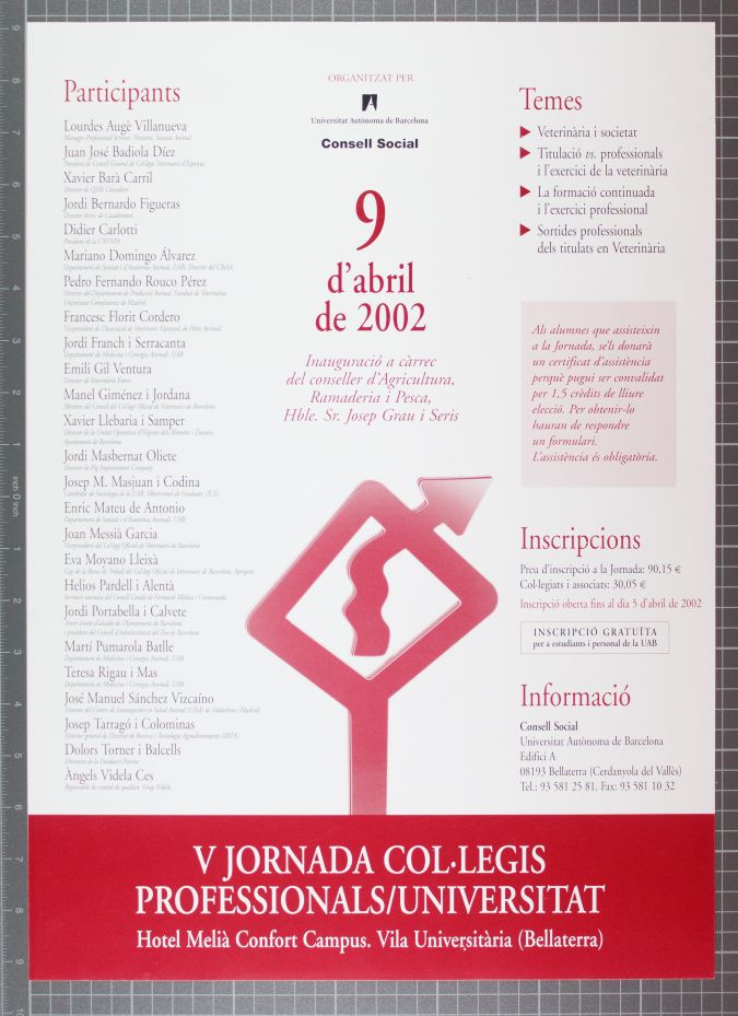 Amplia la imatge V Jornada Col·legis Professionals/Universitat