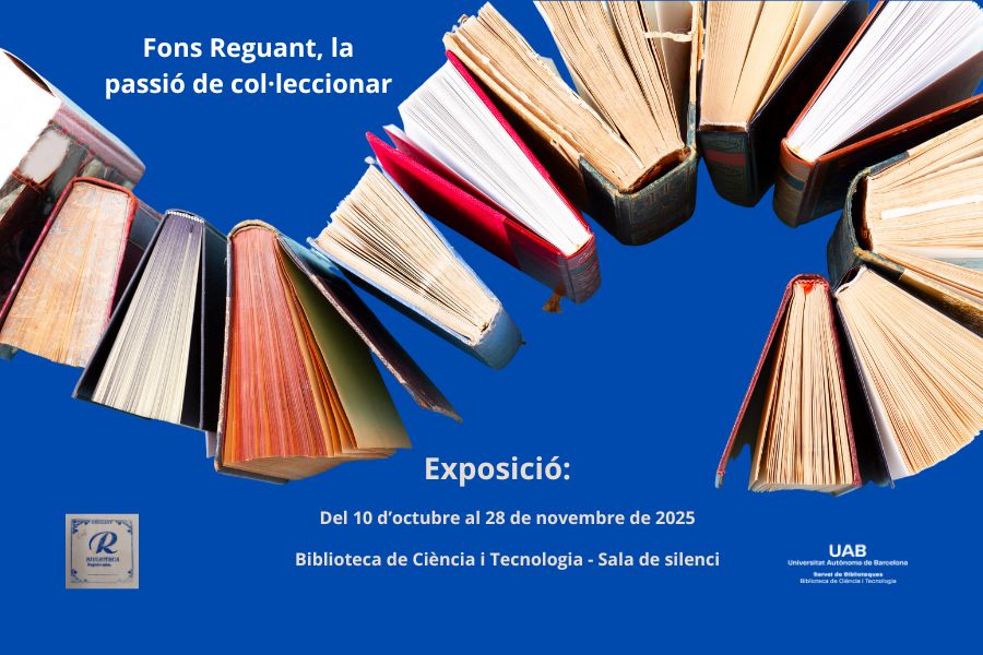 Cartell amb la imatge de llibres i amb el títol de la exposició