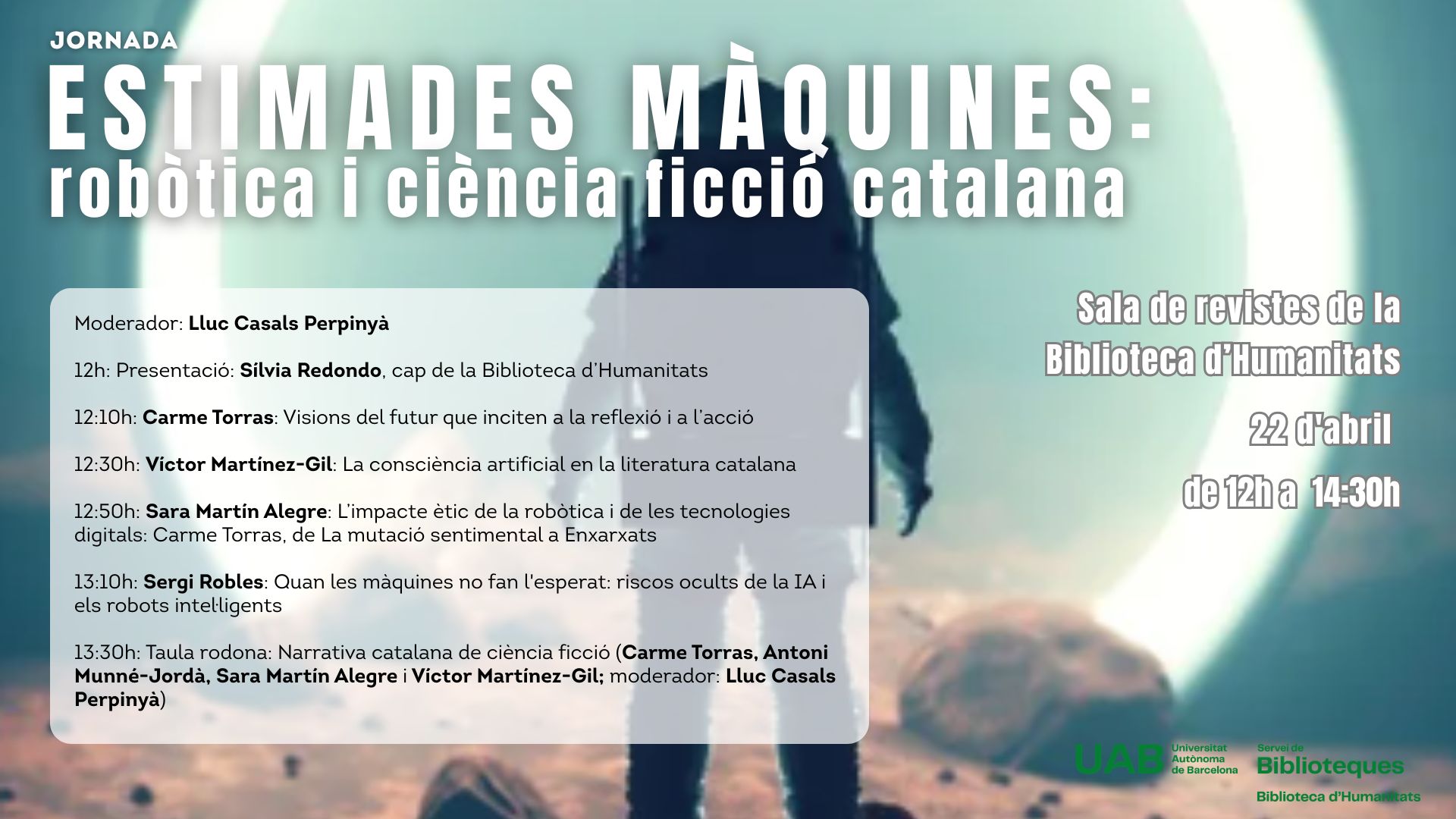 Cartell Jornada Estimades Maquines amb un astronauta al fons