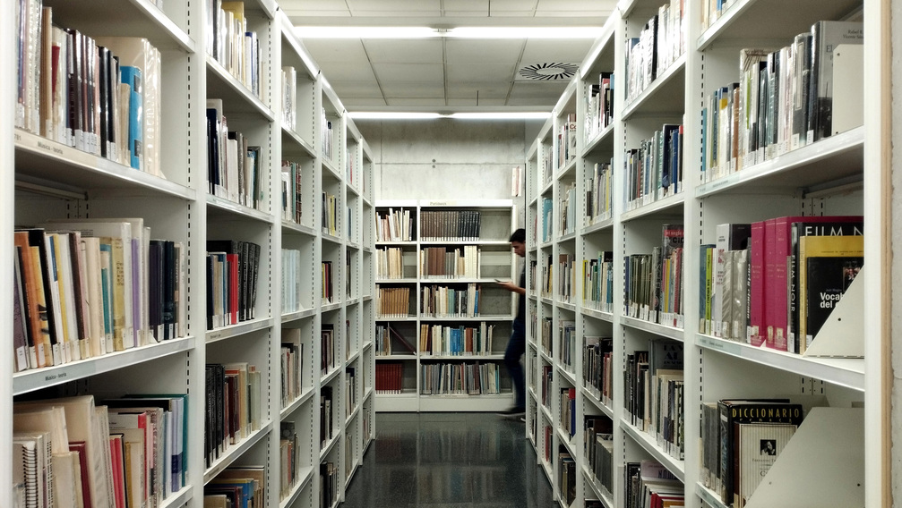 Prestatgeria amb noves adquisicions a la Biblioteca d'Humanitats
