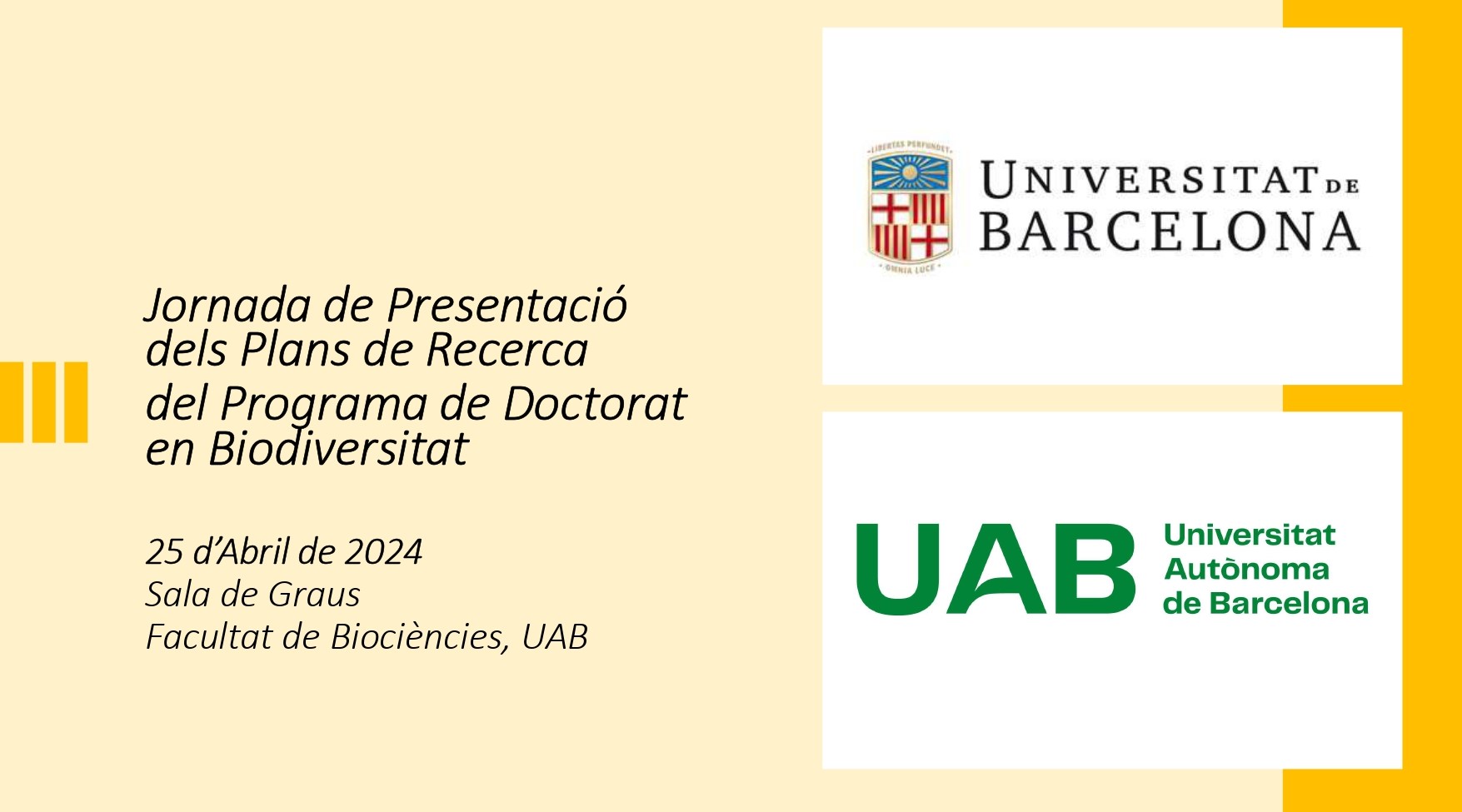 Pòster Jornada presentació projectes Programa Doctorat en Biodiversitat (UAB-UB)
