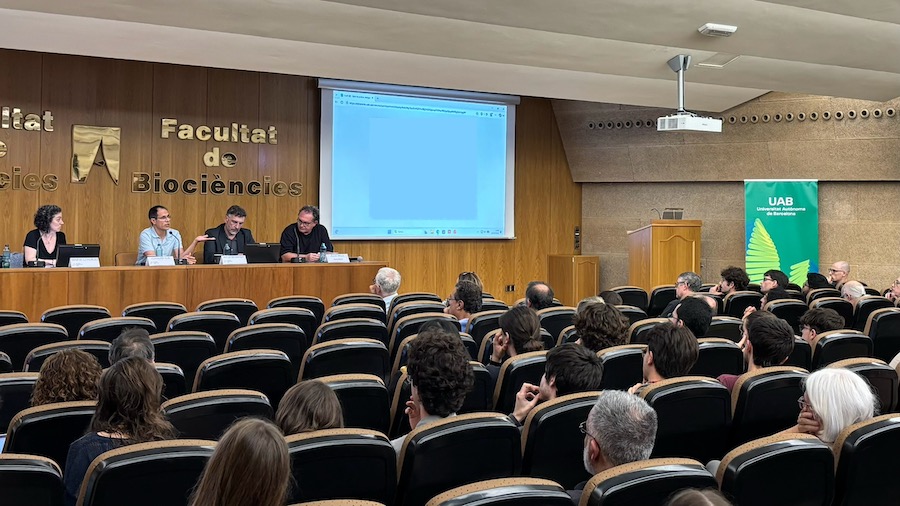 Ponents de la jornada. D’esquerra a dreta: Marta González, Joaquim Roé, Jordi Mompart i Aleix Valls.