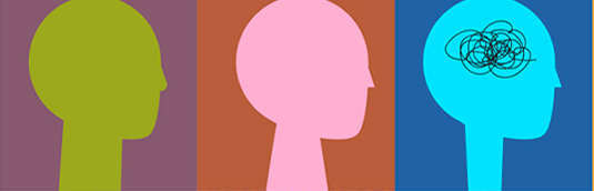  Il·lustració de diversos caps humans dibuixats amb línies simples sobre fons de colors, que simbolitzen la diversitat, la identitat i la comunicació entre persones.