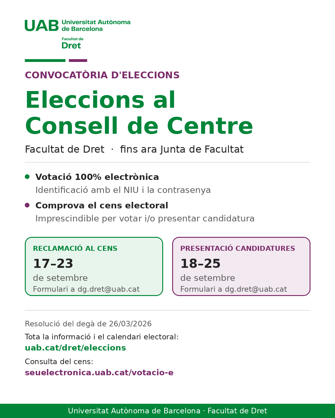 Eleccions Consell de Centre 2026/2027