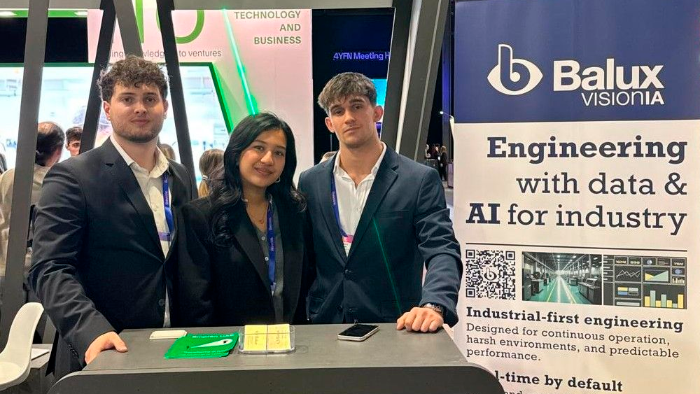 Gerard Sánchez i Bruno León, cofundadors de Balux Vision, al seu estand al 4YFN de 2026