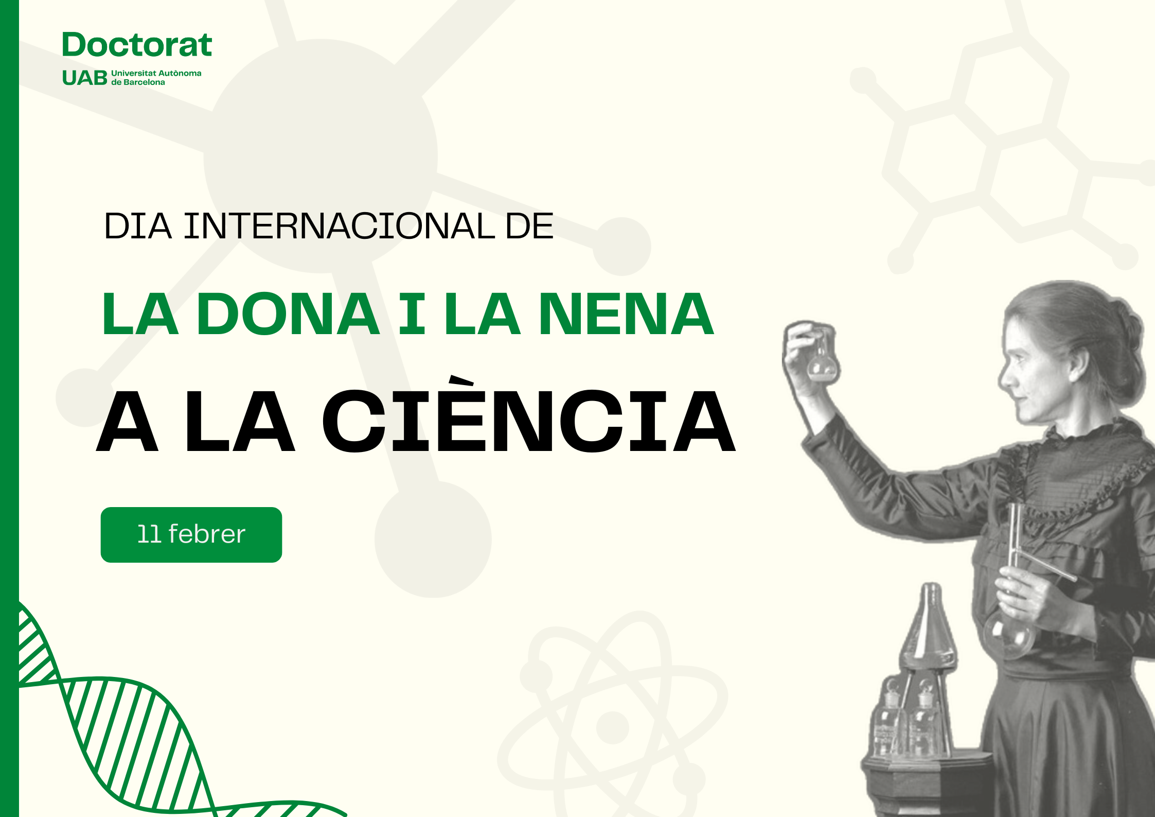 Cartell de commemoració del dia de la dona i la nena a la ciència
