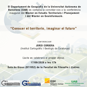 Reprodueix el video Conferència inaugural: Conocer el territorio, imaginar el futuro, a càrrec del Dr. Jordi Corbera, Institut Cartogràfic i Geològic de Catalunya.