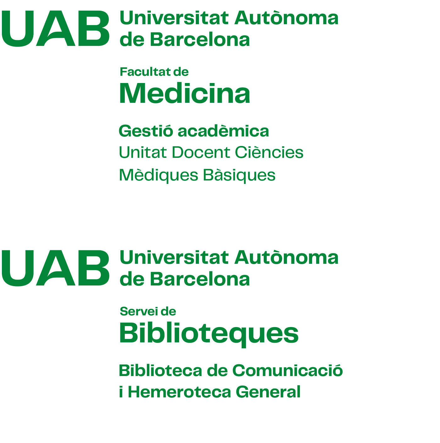 Exemple de construcció de la composició vertical amb versió 3 del logotip UAB
