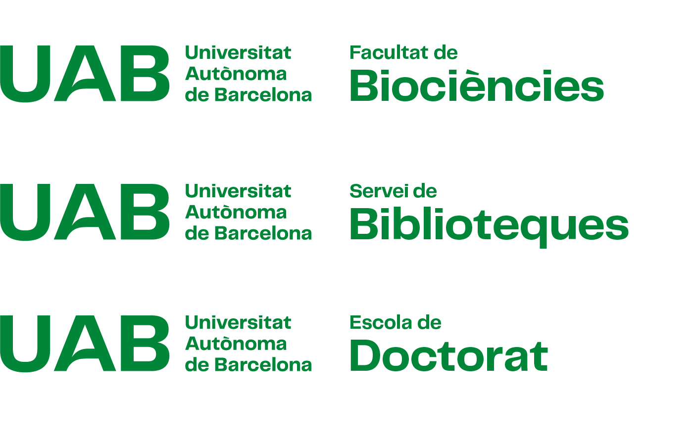 Exemples de construcció de la composició horitzontal amb versió 6 del logotip UAB