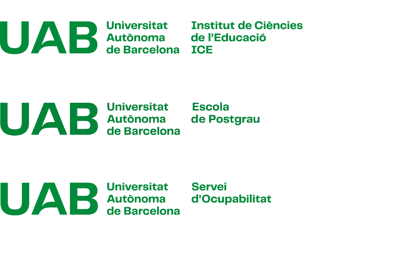 Exemples de construcció de la composició horitzontal amb versió 6 del logotip UAB