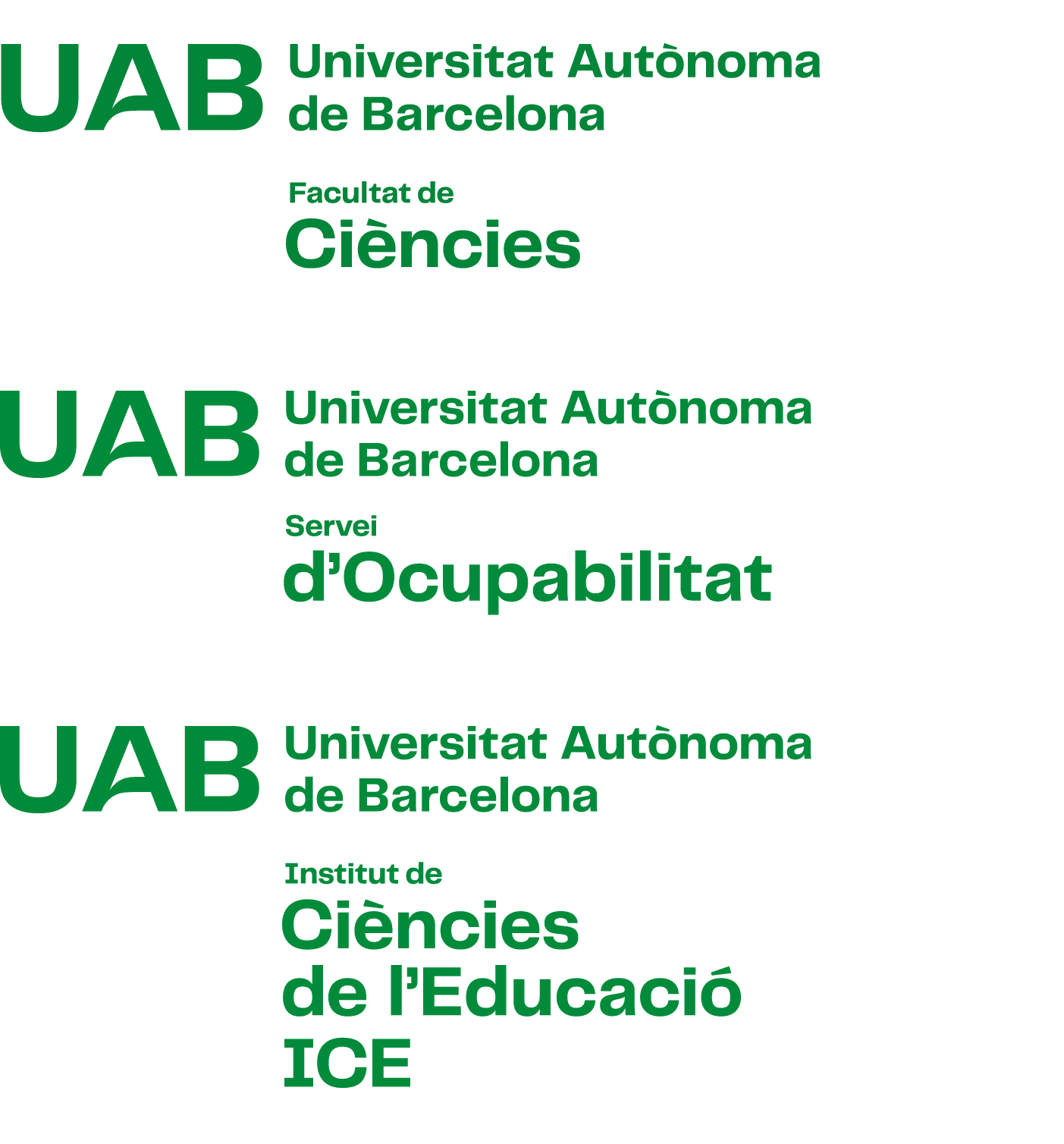 Exemples de construcció de la composició vertical amb versió 3 del logotip UAB