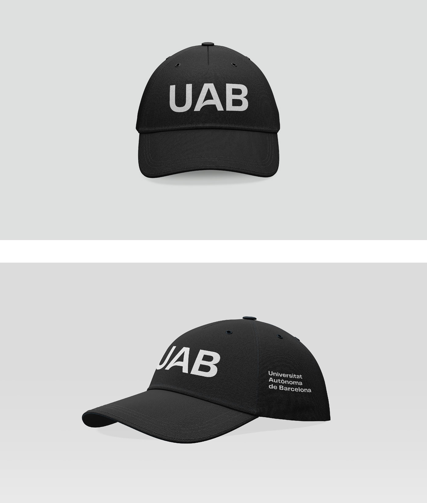 Gorra tinta blanca sobre fons negre UAB marxandatge