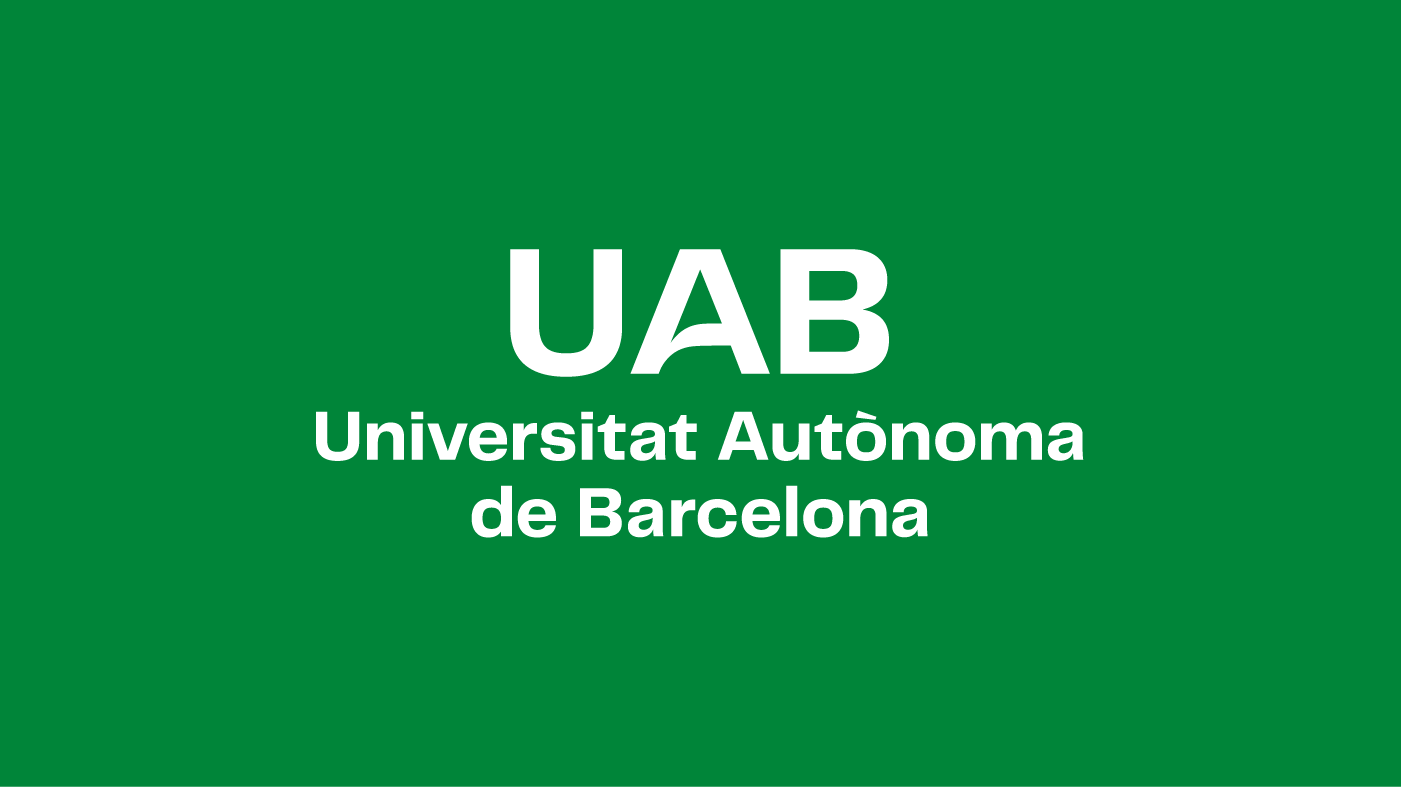 Logotip UAB principal en negatiu sobre fons corporatiu