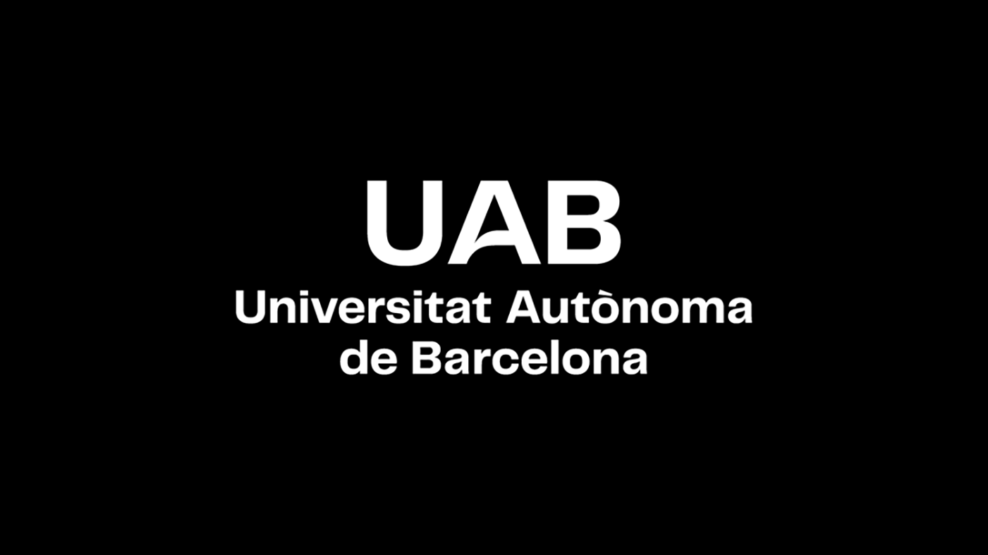 Logotip UAB principal en negatiu sobre fons negre