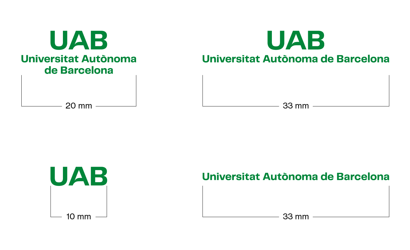 Reduccions i grandària mínima del logotip UAB.