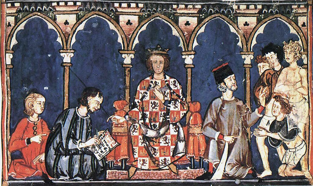 Imatge Alfons X en el tron i la cort