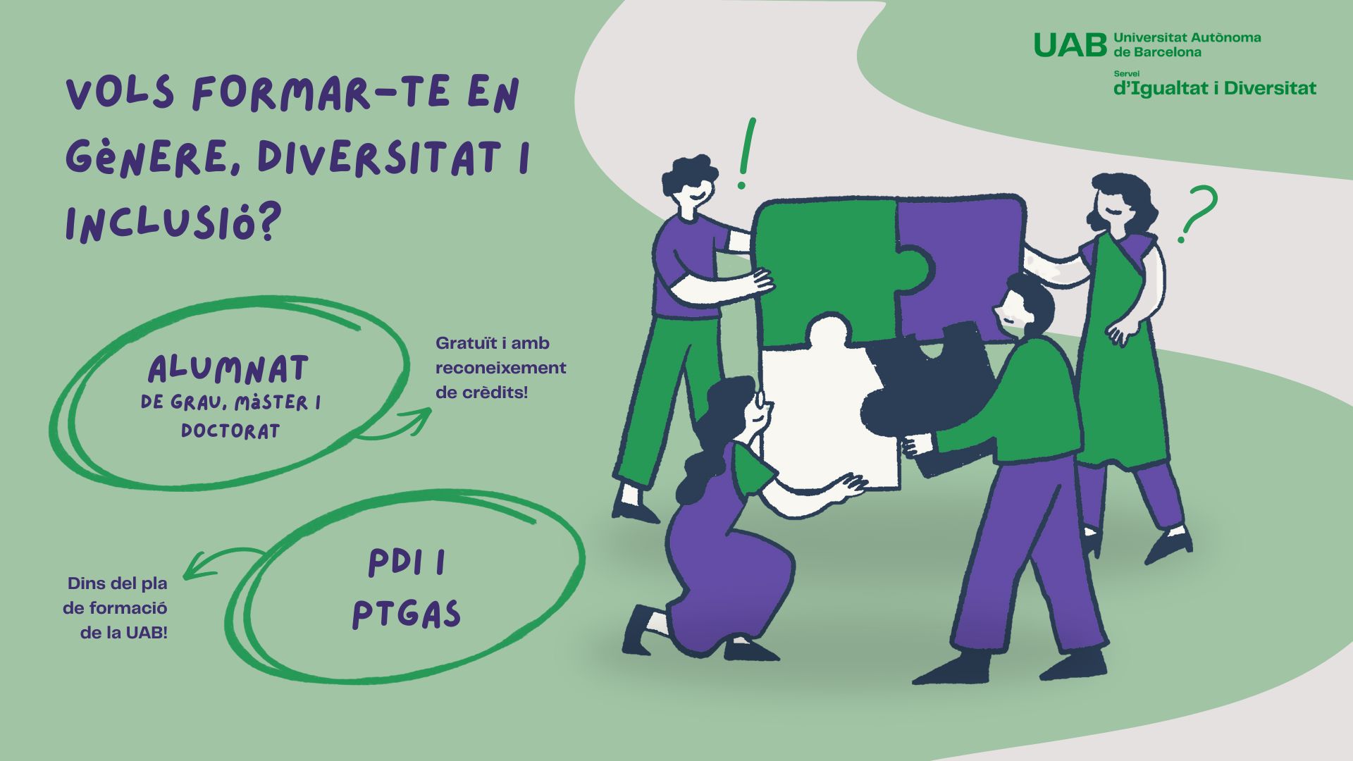 Apunta't a les formacions del Servei d'Igualtat i Diversitat