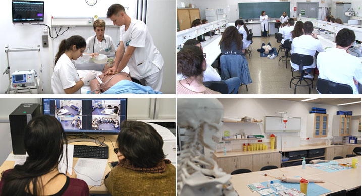 Diferents espais de simulació clínica amb pacients simulats
