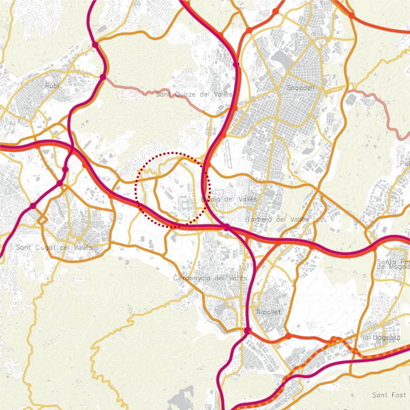 Localització i centralitat de la UAB respecte la xarxa d'infraestructura viària (PTMB)