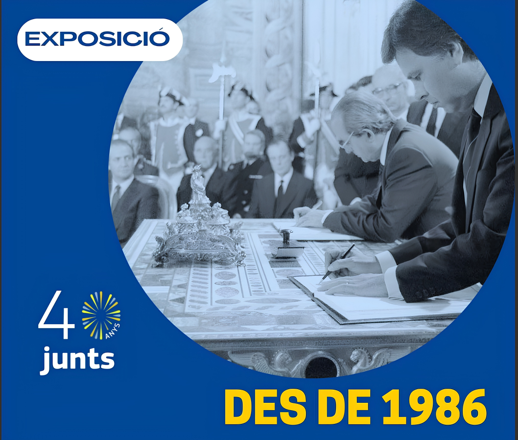 Imatge del cartell sobre la exposició sobre els 40 anys d'Espanya a la UE