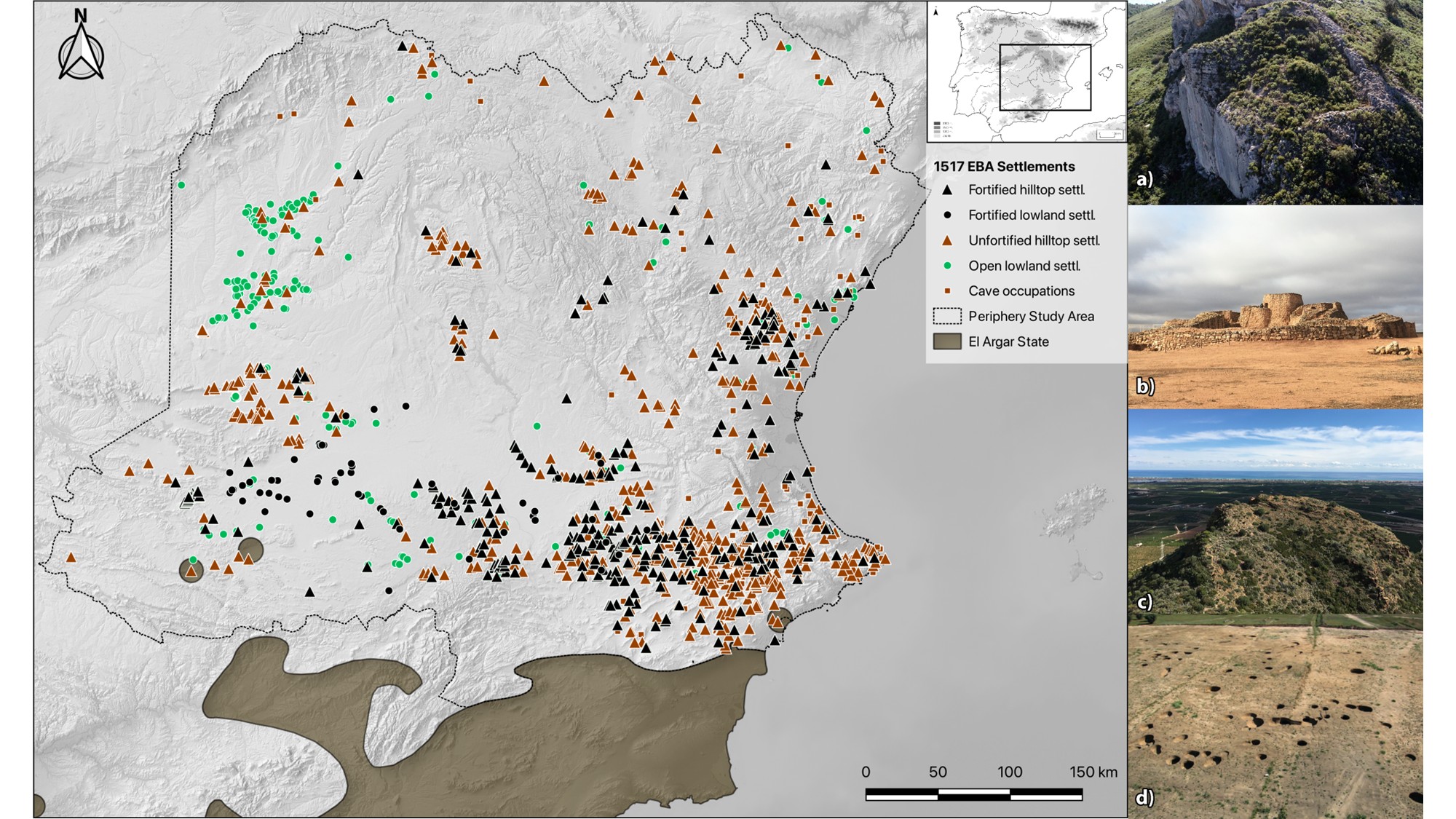 Mapa de distribució dels jaciments estudiats en el projecte.