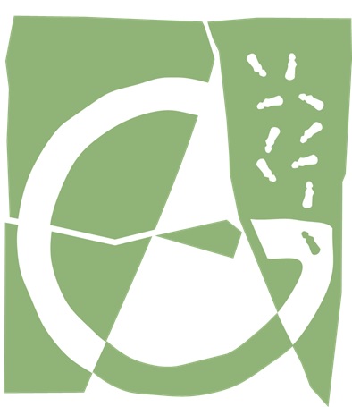 Logo del SGCE creat sobre l'A del logo de la UAB, simulant camps, camins i animals pasturant