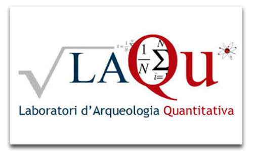 The image shows the logo of the Quantitative Archaeology Laboratory (LAQu), featuring integrated mathematical symbols and the corresponding text below.