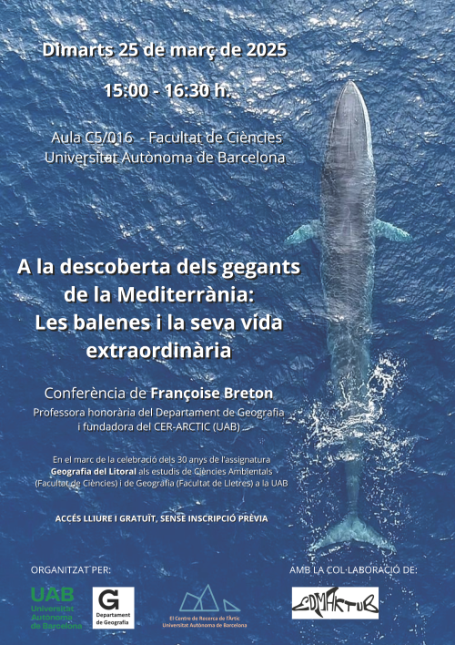 Poster of F. Breton's conference on whales in the Mediterranean.