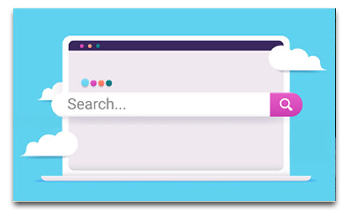 Image of a laptop showing the search field of a search engine