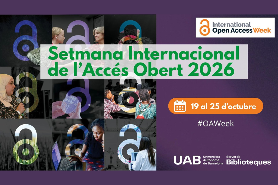 Promotional banner for International Open Access Week 2026, October 19–25, organized by the UAB Library Service