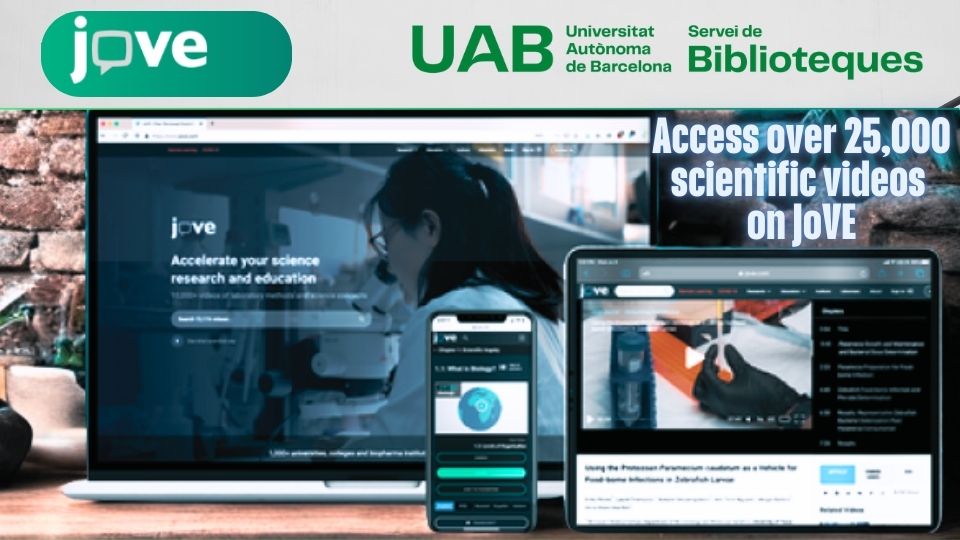 UAB poster announcing access to over 25,000 scientific videos on JoVE..