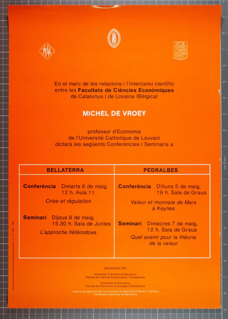 Amplía la imagen Conferencias, Seminarios, profesor Michel de Vroey