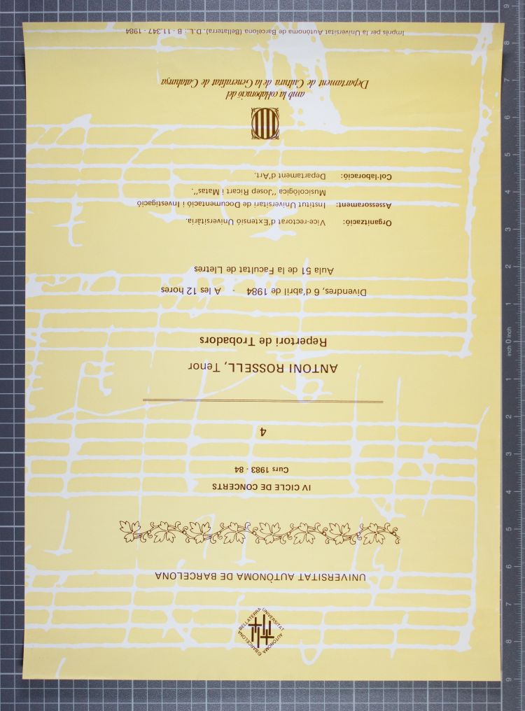 Amplía la imagen IV Ciclo de Conciertos curso 83/84 4 Antoni Rossell, Tenor