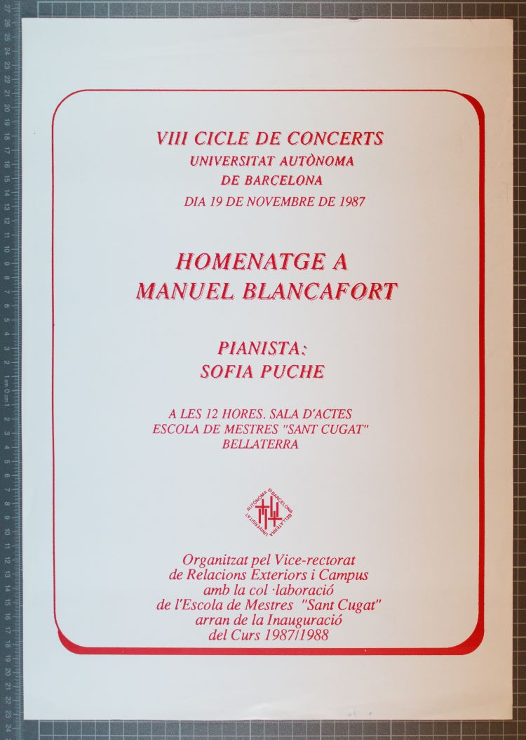 Amplía la imagen  VIII ciclo de conciertos. Homenaje a Manuel Blancafort