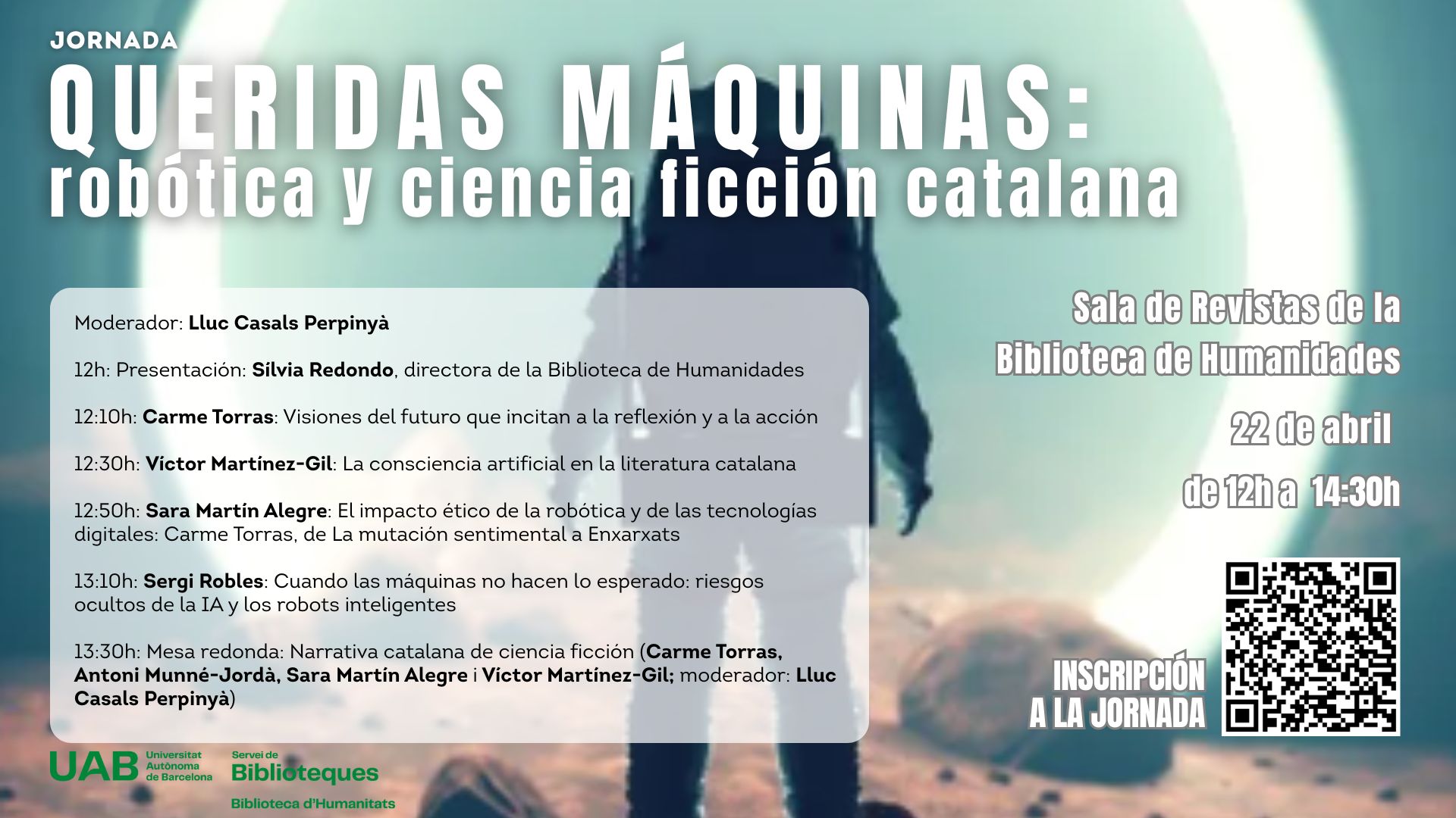 Cartel de la Jornada Estimades màquines con un astronauta al fondo