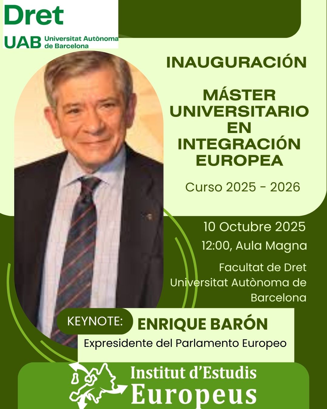 Cartel de la lección inaugural del MU Integración Europea