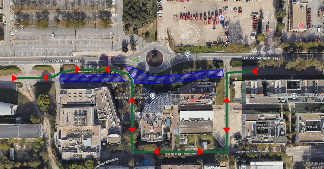 Planol de les obres indicant el tall provisional