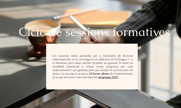   Sesiones formativas sobre didáctica de la lengua y la literatura, abiertas a todo el mundo, gratuitas y con inscripción previa obligatoria