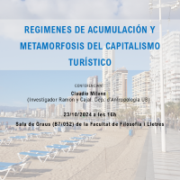 Reproduce el vídeo Conferencia 2: ¿Regímenes de acumulación y metamorfosis del capitalismo turístico¿, a cargo del Sr. Claudio Milano, Investigador Ramon y Cajal. Dep. d¿Antroplogia de la UB.