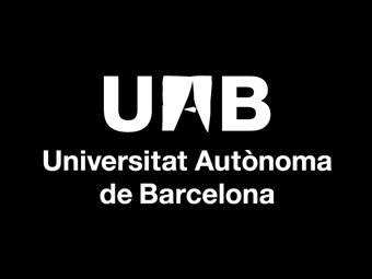 Logotip corporatiu de la UAB a dues línies versió en negatiu