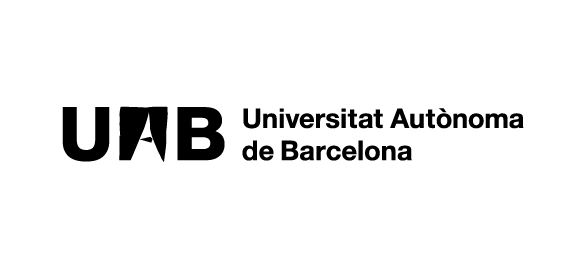 Logotip corporatiu de la UAB a dues línies horitzontal versió a una tinta