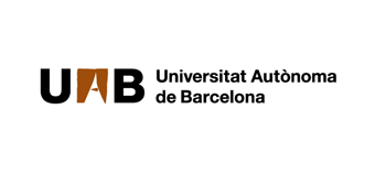 Logotip corporatiu de la UAB a dues línies horitzontal versió a color