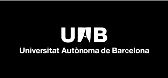 Logotip oorporatiu de la UAB a una línia versió en negatiu
