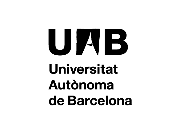 Logotip corporatiu de la UAB a tres línies vertical a una sola tinta