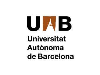 Logotip corporatiu de la UAB a tres línies vertical versió en color