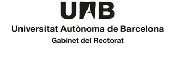 Logotip de la UAB a una sola línia a una tinta amb acompanyament de 1r nivell